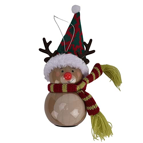 LED light-up reindeer glass Christmas bauble