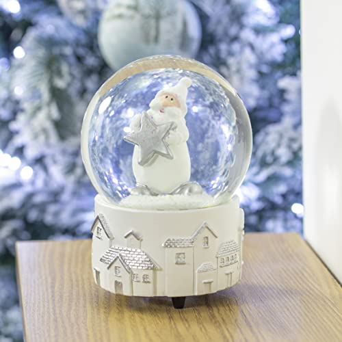 Festive Santa silver star snow globe indoor decoration