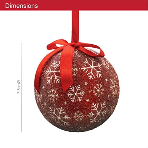 Red and white lightweight snowflake Christmas baubles