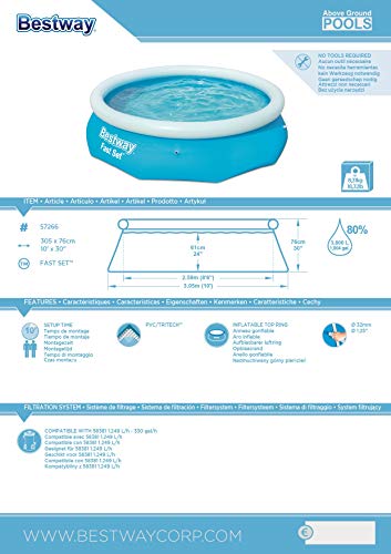 3800 litre Bestway 10ft Fast Set family pool