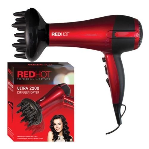 RedHot 2200W professional hair dryer with diffuser and concentrator nozzle