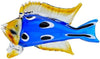 Blue spotted glass fish sculpture, 30cm