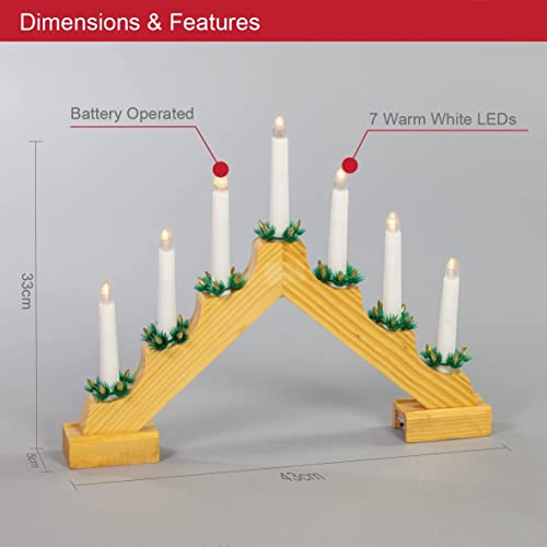 89470 wooden candle bridge battery-powered Christmas decoration