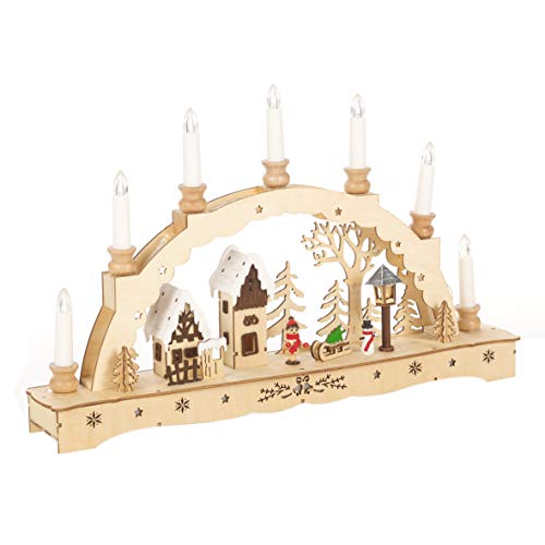 48cm wooden candle bridge with seven warm white lights