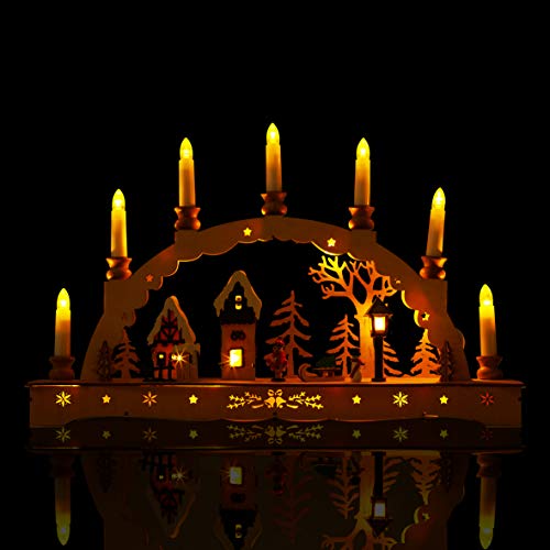The Christmas Workshop warm white wooden candle bridge