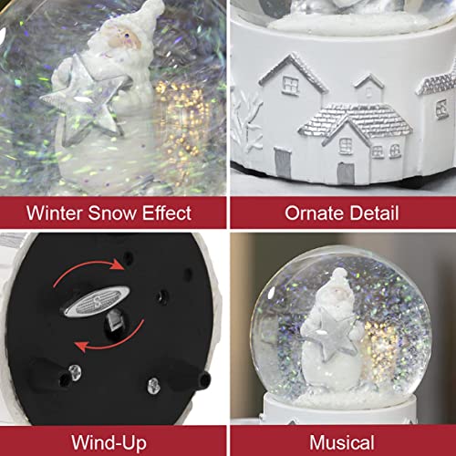 Christmas Workshop musical Santa snow globe approx 14cm high