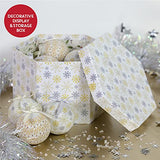 White and gold Christmas baubles with snowflake and icicle designs