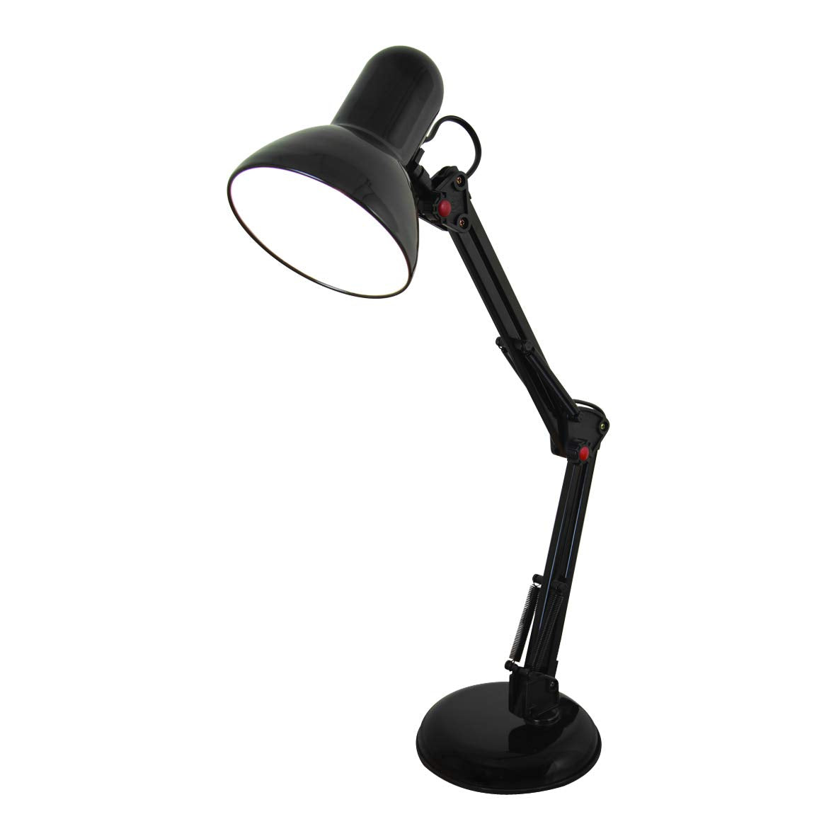 Black metal swing arm task lamp for desk or office