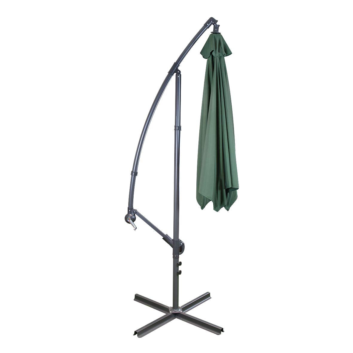Green 3m cantilever garden parasol side view