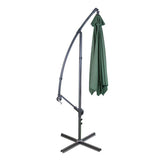 Green 3m cantilever garden parasol side view