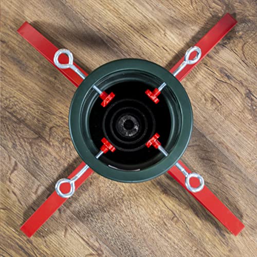 76620 green and red Christmas tree stand with water reservoir