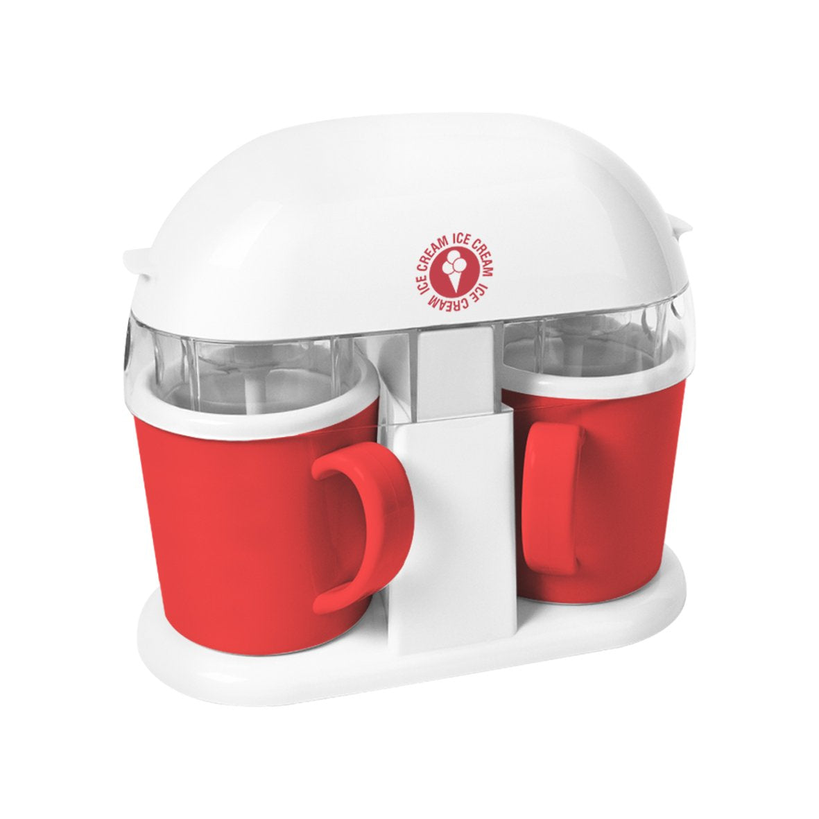 Compact double-tub frozen dessert maker