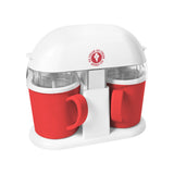Compact double-tub frozen dessert maker