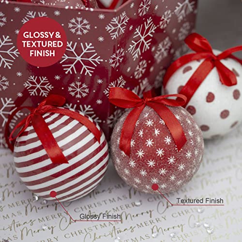 Christmas Workshop red and white snowflake bauble set