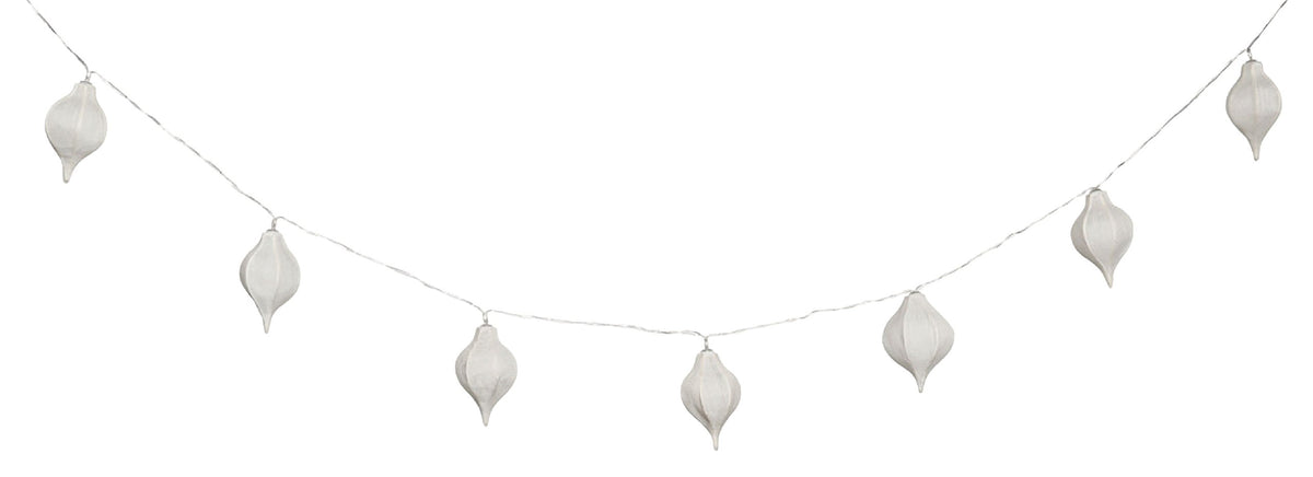 Ten warm white LED water drop string lights white