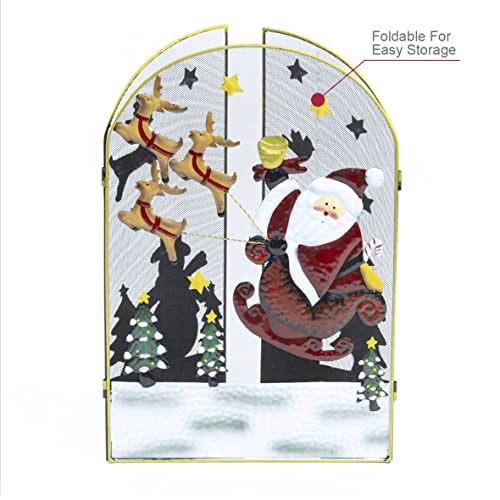 Folding festive Santa and Snowman decorative tree guard