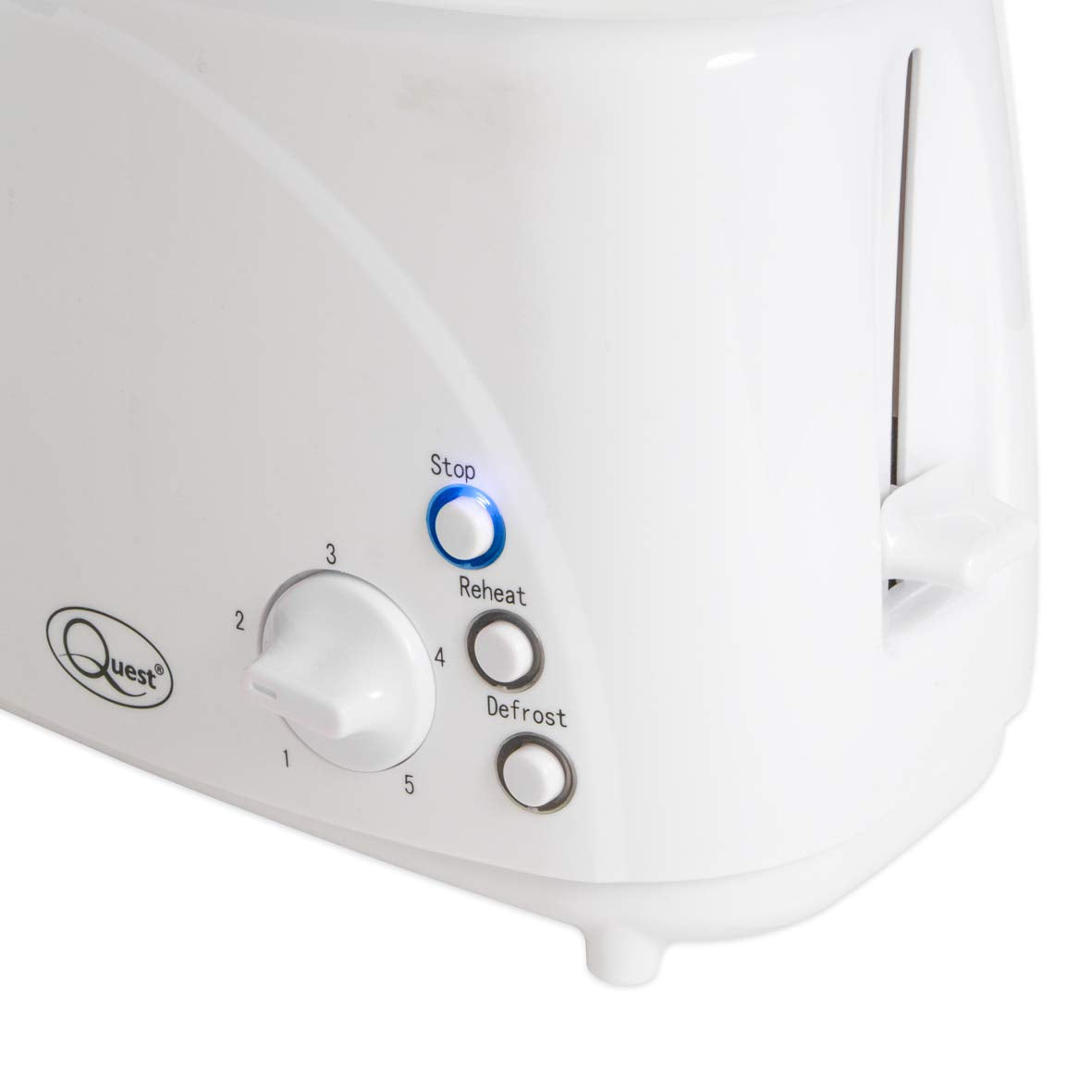 850W white toaster with removable crumb tray