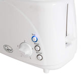 850W white toaster with removable crumb tray