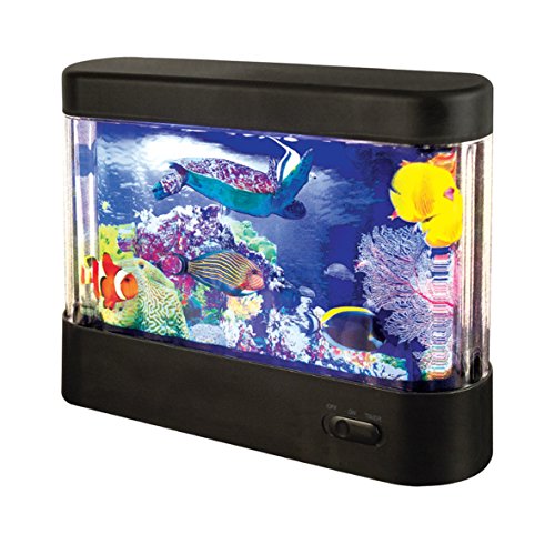 Global Gizmos 53970 LED living aquarium night light with moving sea-life scene
