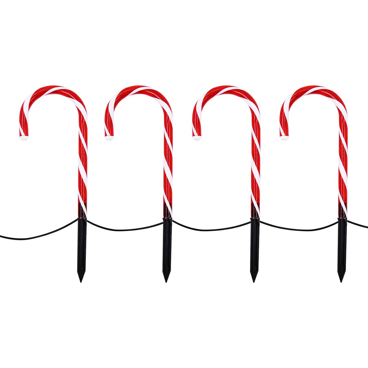 Candy cane Christmas garden stake light detail
