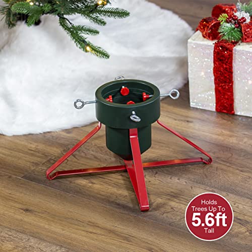 Real tree stand with four securing screws and metal legs