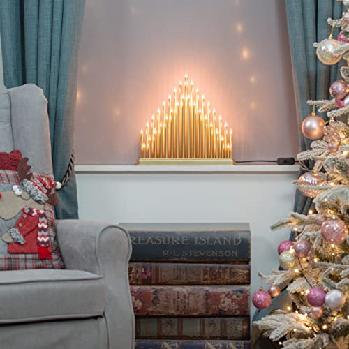 Champagne gold Christmas candle bridge with warm white lights