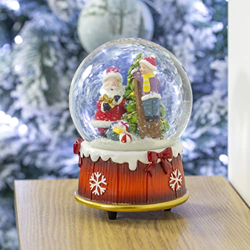 Christmas Workshop Santa and child festive musical snow globe