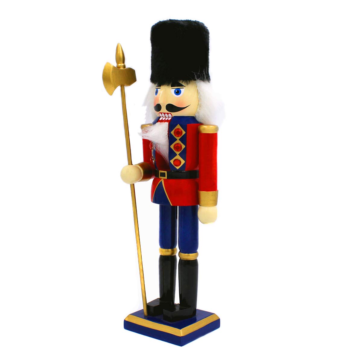 Wooden nutcracker soldier painted red and blue