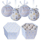 White and gold Christmas baubles with snowflake and icicle designs