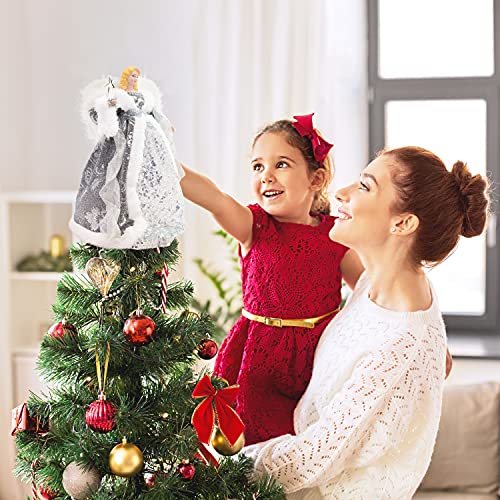 30cm silver and white angel Christmas tree topper