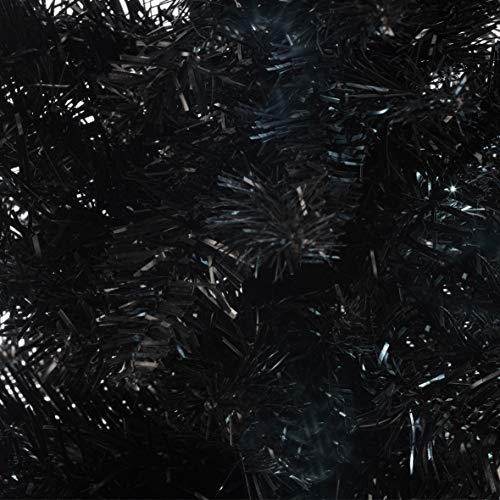6ft Slimline Black Artificial Indoor Decoration | Includes Metal Christmas Tree Stand | 560 Tips