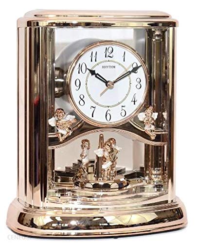 Rhythm 4RH741WS13 rose gold mantel clock detail