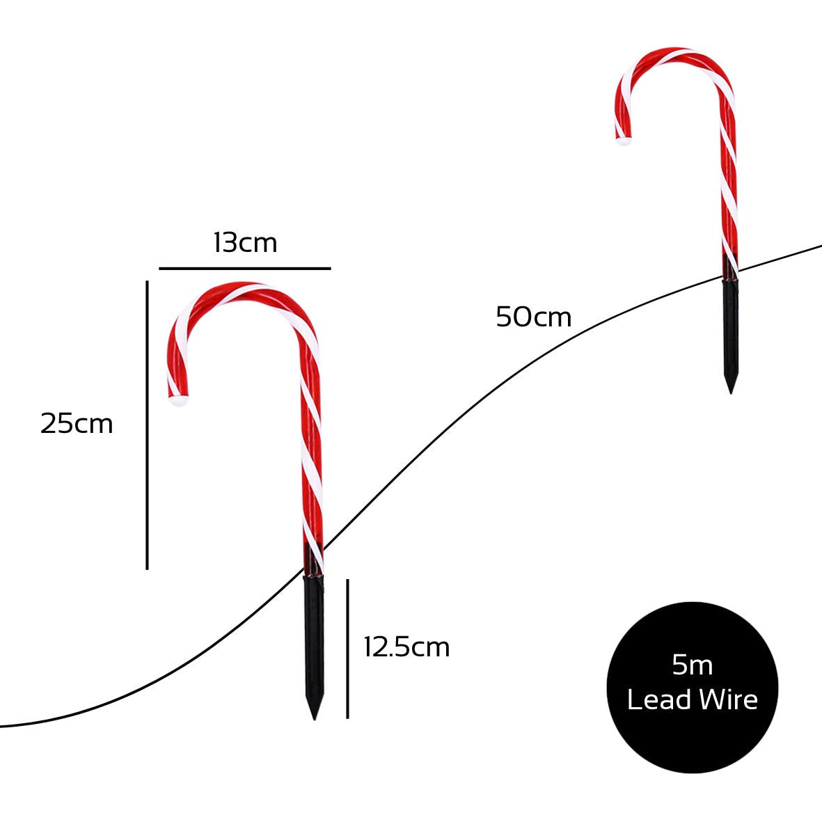 Four candy cane path lights for outdoor Christmas displays