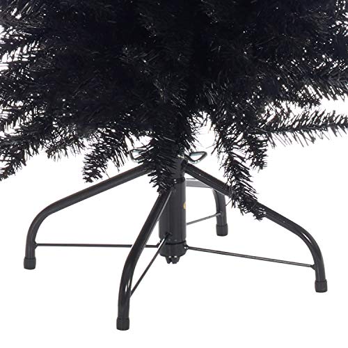 6ft Slimline Black Artificial Indoor Decoration | Includes Metal Christmas Tree Stand | 560 Tips