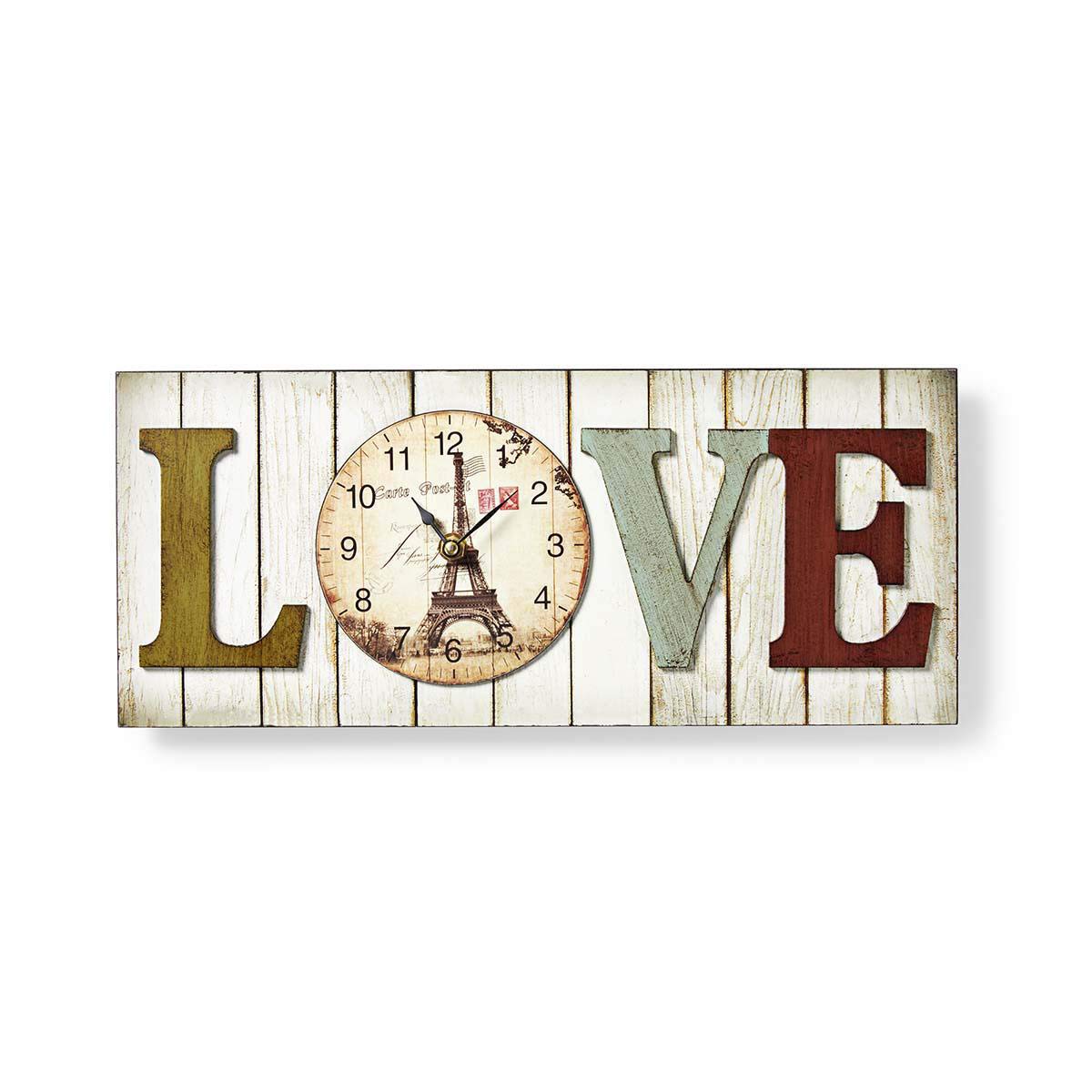 Nedis LOVE wooden-style wall clock with quartz movement