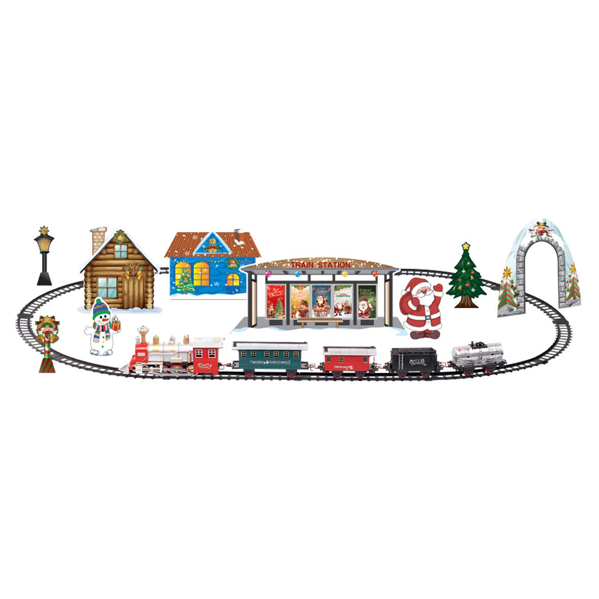 Battery-operated Santa train set with sound and headlight