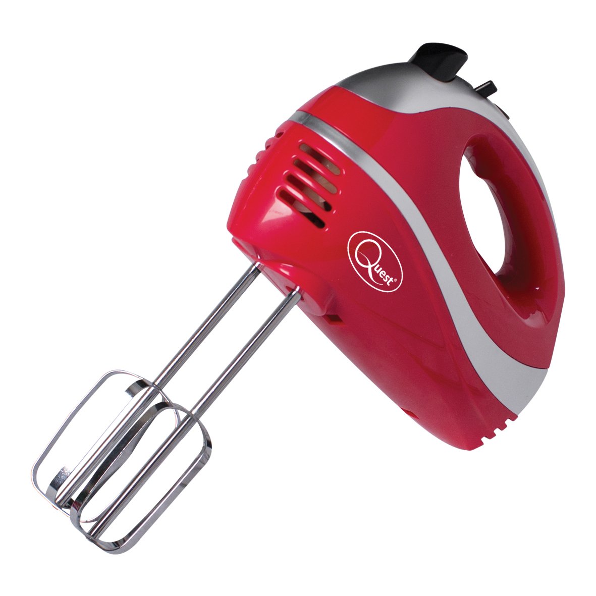 300W red hand mixer with five speed settings