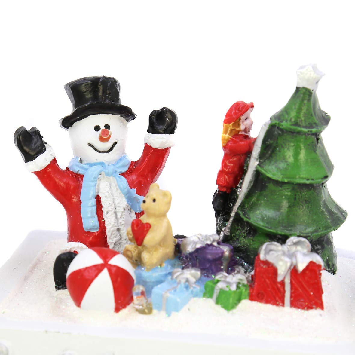 Snowy Christmas train decoration with multi-coloured LED lights