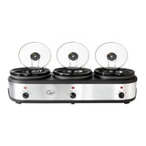 Quest 3-pot slow cooker with glass lids and lid holders