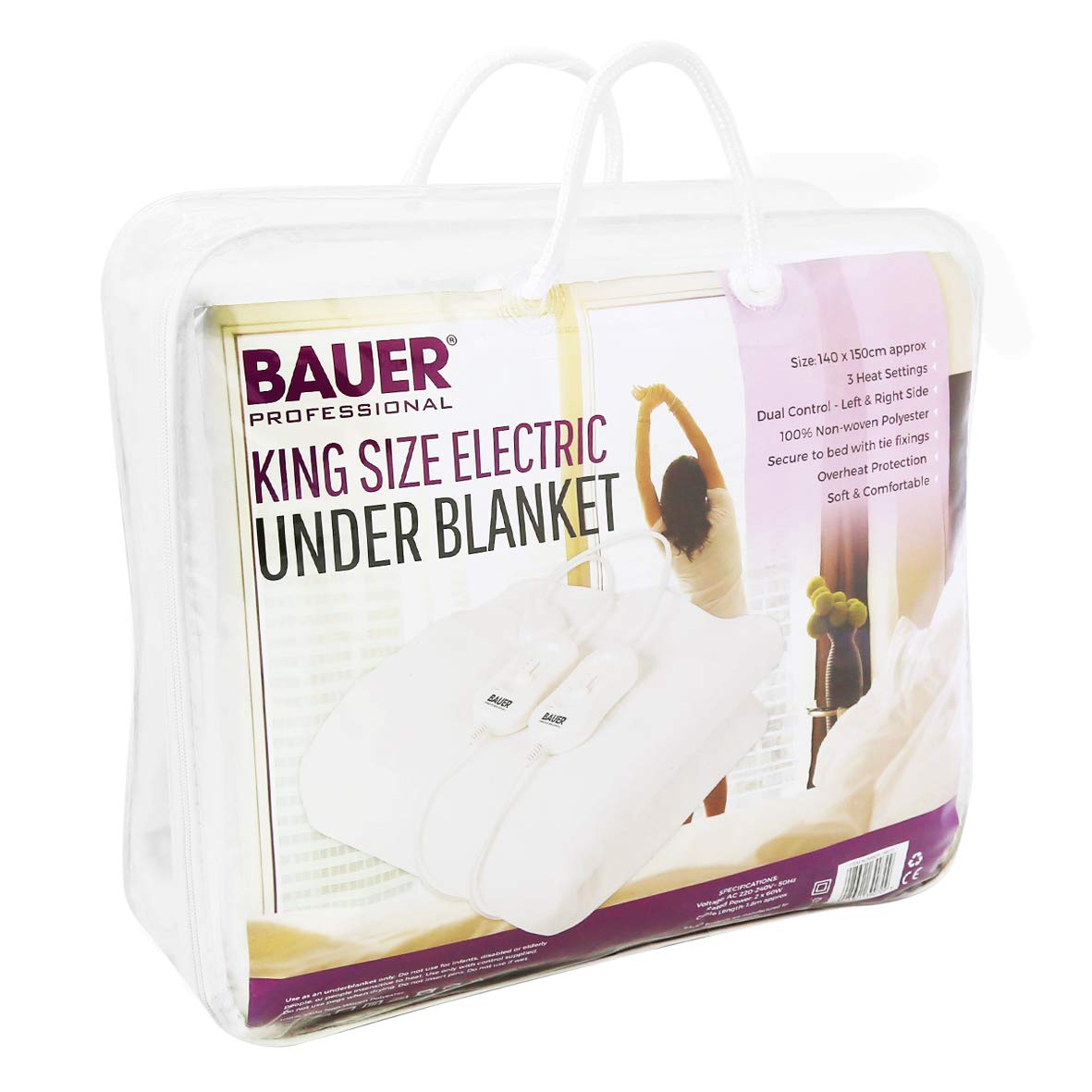 Bauer king size electric underblanket with tie-down fittings