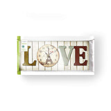 Wooden-style LOVE word wall clock decorative design