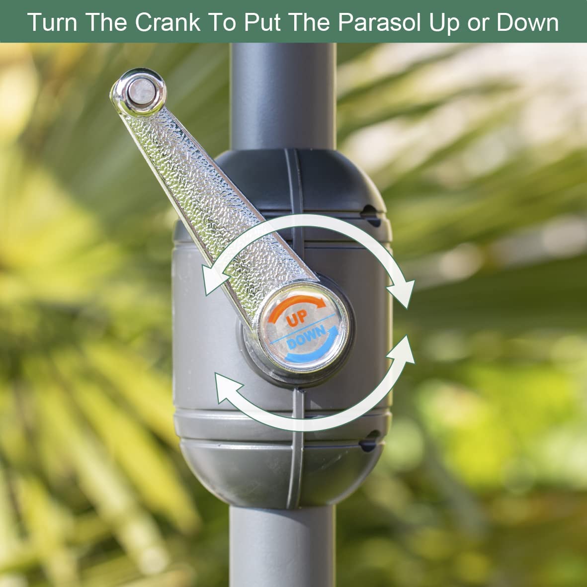 2.7m grey garden umbrella with crank opening mechanism