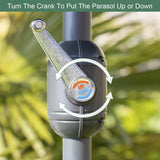 2.7m grey garden umbrella with crank opening mechanism