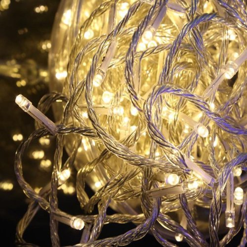 200 warm white LED Supabright Christmas lights with clear cable