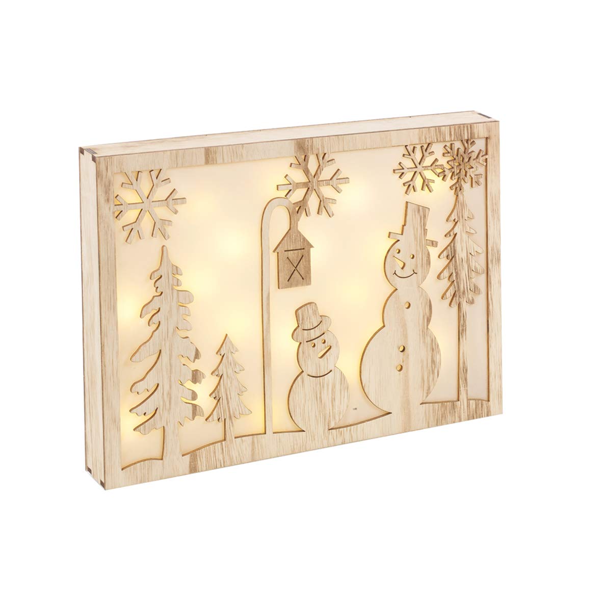 28cm snowman LED silhouette frame with 20 warm white Christmas lights