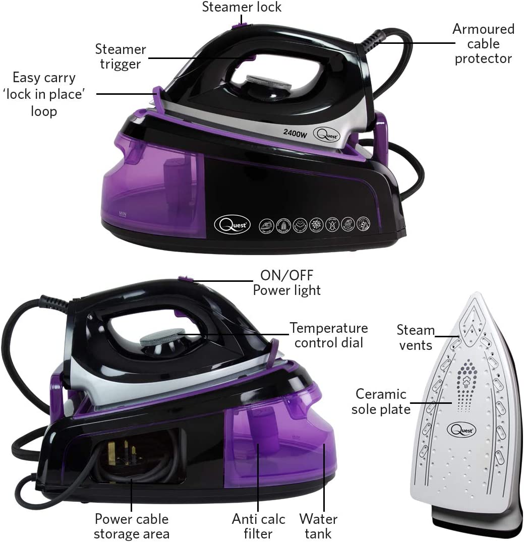 Purple Quest steam generator iron and removable water tank