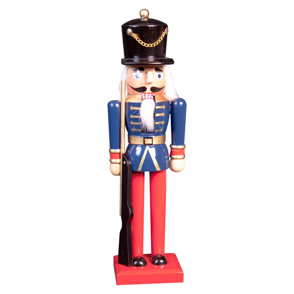 30cm Tall Wooden Soldier Nutcracker on Stand