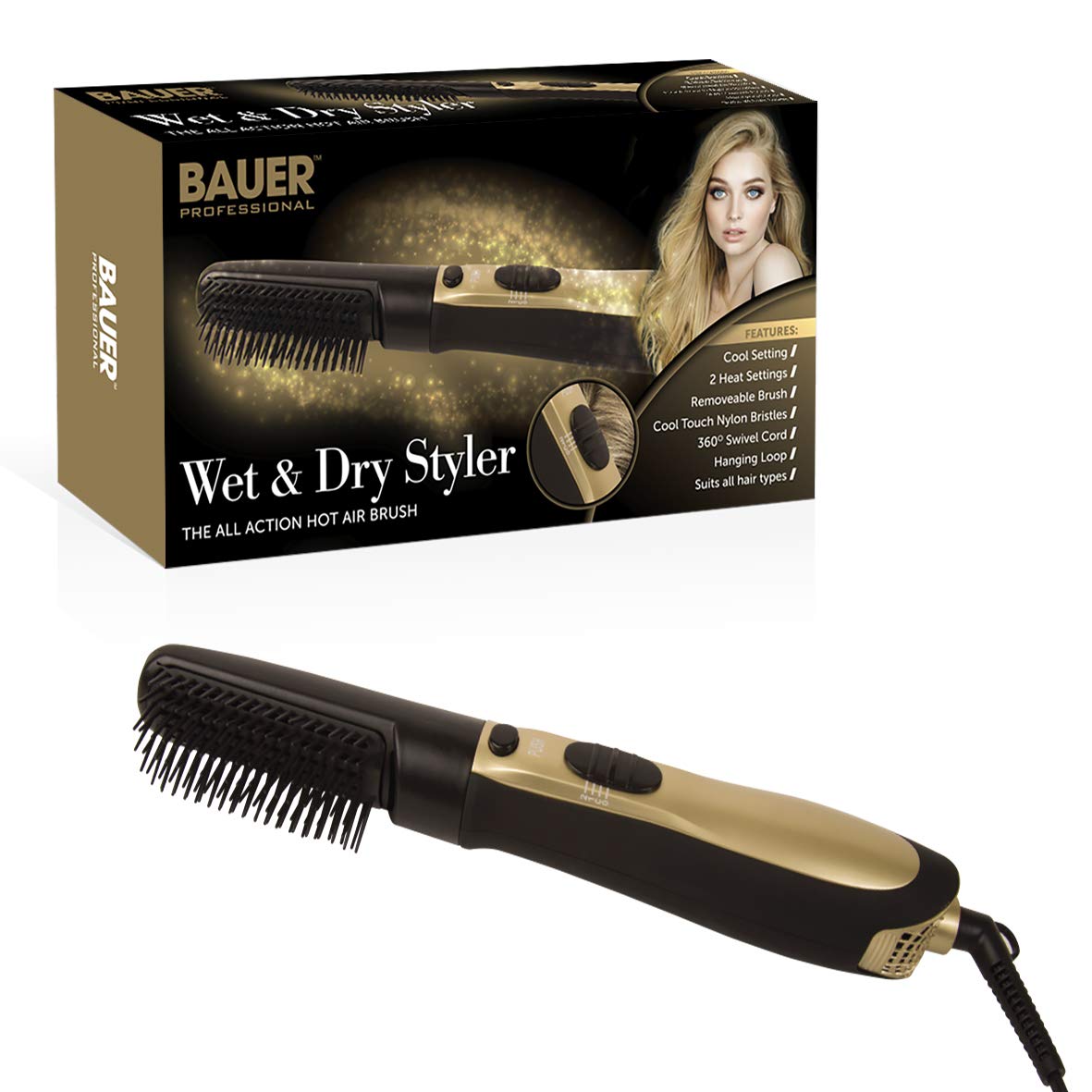 Bauer 500W wet and dry hot air styling brush
