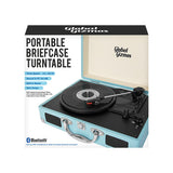 Blue suitcase turntable with USB MP3 transfer
