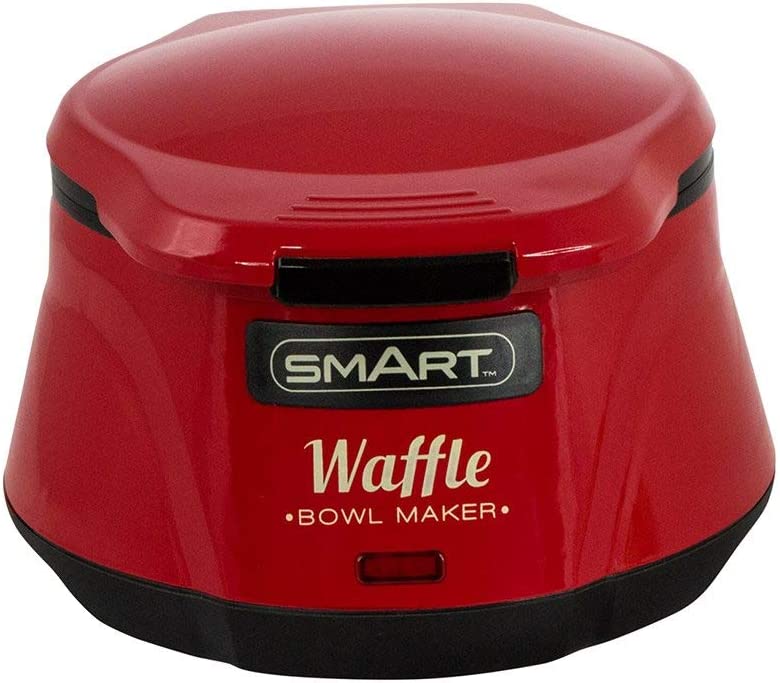 SMART waffle bowl maker open showing shaped cooking plates